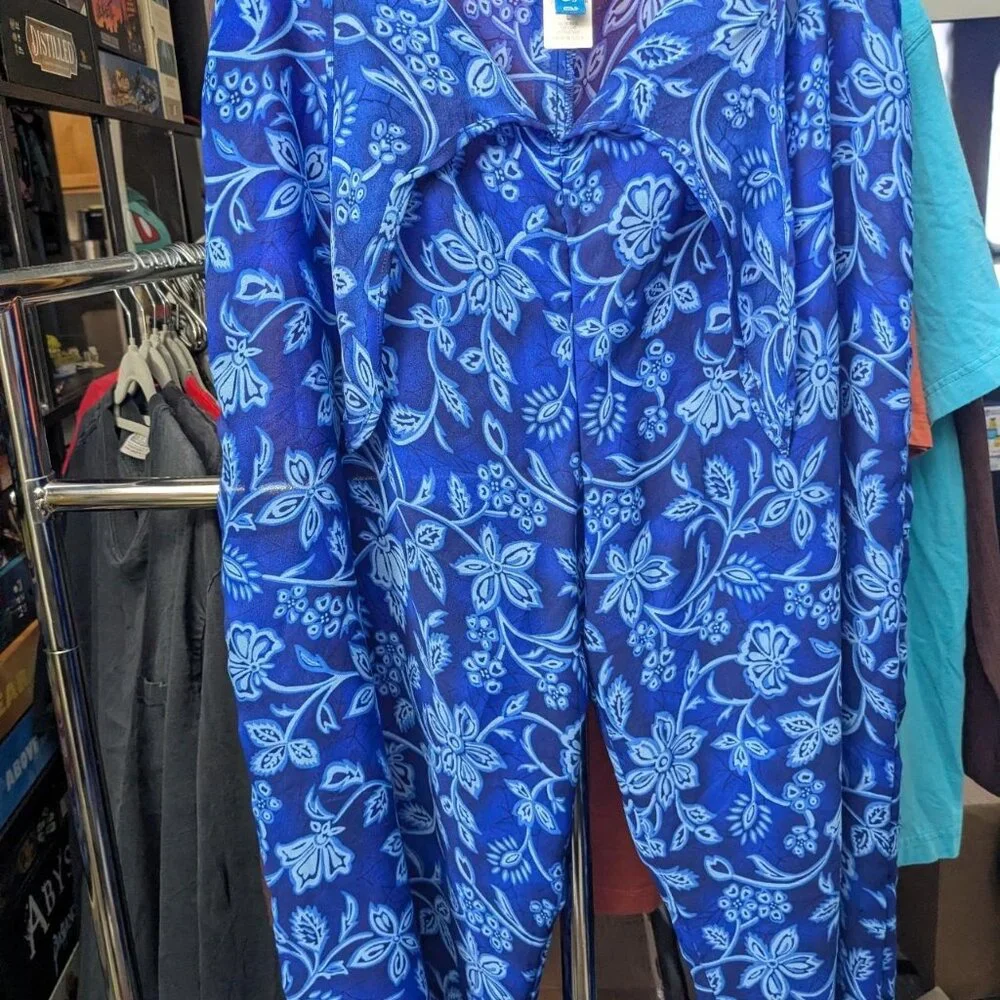 Sessa Blue Floral Beach Cover-Up Pants Size L